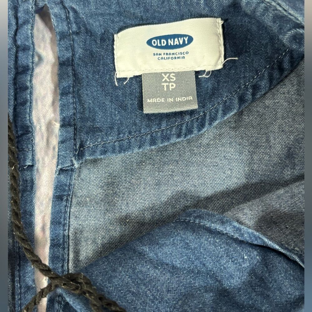 Old Navy Embroidered Boho Casual Beach Vacation Chambray Denim Mini Dress XS - Picture 6 of 10